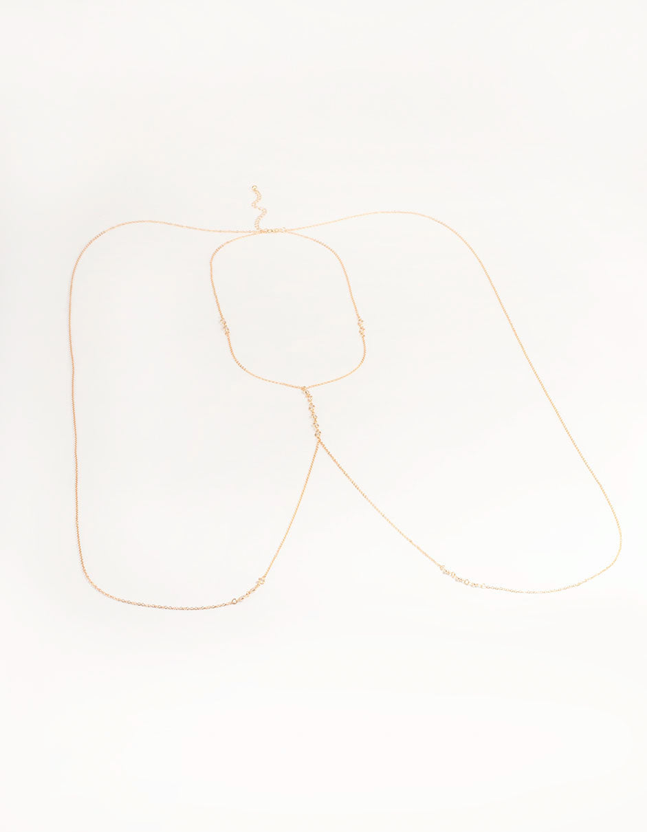 Gold Cubic Zirconia Centre Body Chain