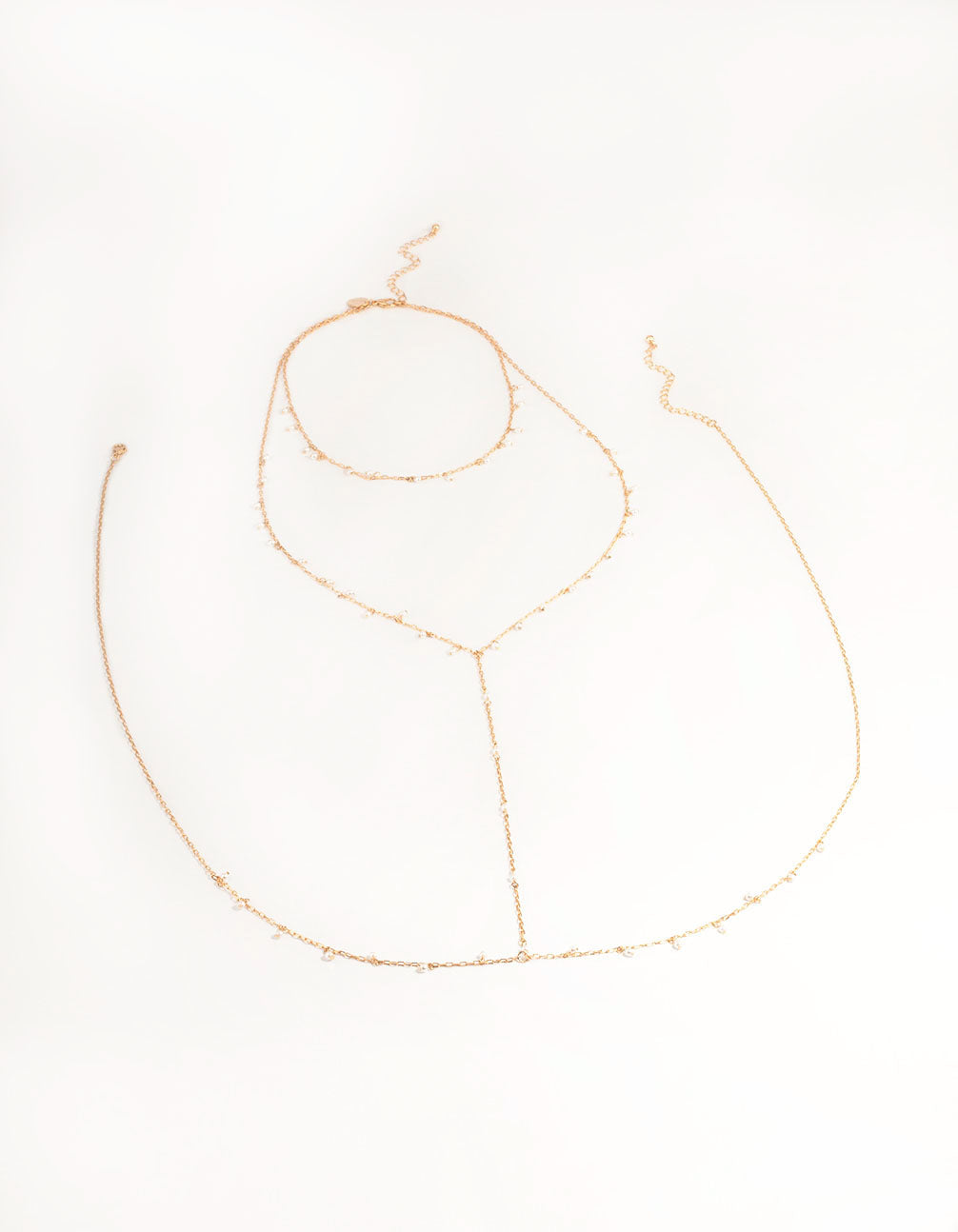 Gold Dainty Pearl Body Chain