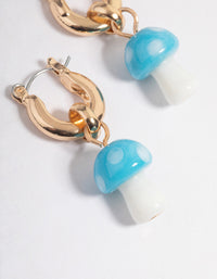 Blue Chunky Mushroom Hoop Earrings - link has visual effect only
