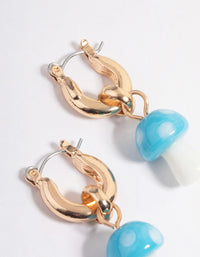 Blue Chunky Mushroom Hoop Earrings - link has visual effect only