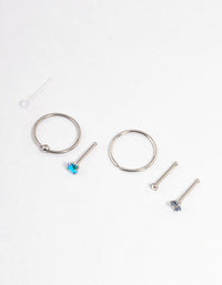 Surgical Steel Blue Nose Stud 6-Pack - link has visual effect only