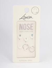 Surgical Steel Blue Nose Stud 6-Pack - link has visual effect only