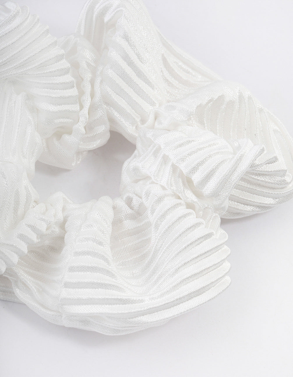 Cream Fabric Plisse Scrunchie