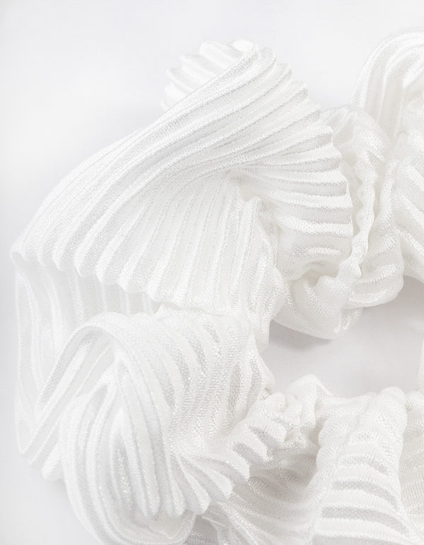 Cream Fabric Plisse Scrunchie