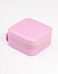 Pink Smooth PU Leather Compact Jewellery Case - link has visual effect only