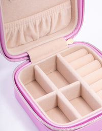 Pink Smooth PU Leather Compact Jewellery Case - link has visual effect only