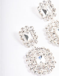 Silver Diamante Sparkle Double Drop Earrings - link has visual effect only