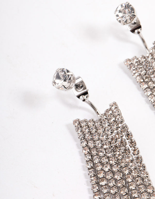 Silver Front & Back Cupchain Drop Earrings
