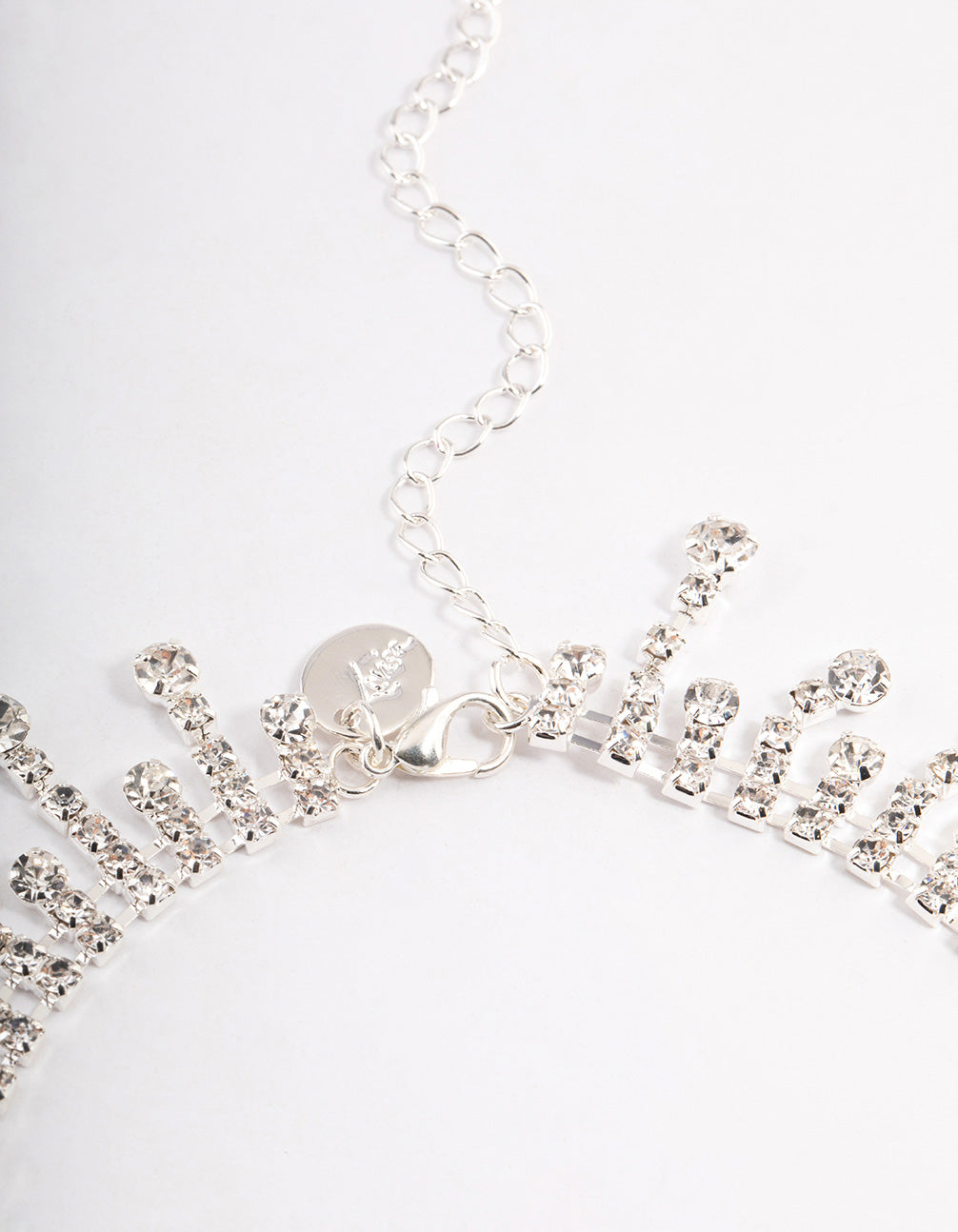 Silver Mixed Diamante Teardrop Choker