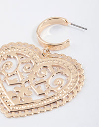 Gold Stamp Statement Heart Huggie Earrings - link has visual effect only