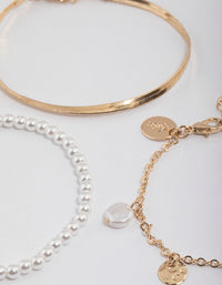 Gold Pearl & Heart Charm Bracelet Pack - link has visual effect only