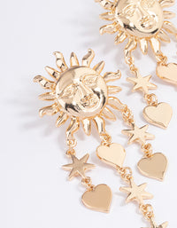 Gold Statement Stone Heart Drop Earrings - link has visual effect only
