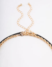 Gold Hammered Heart Rope Chain Cord Layered Necklace - link has visual effect only
