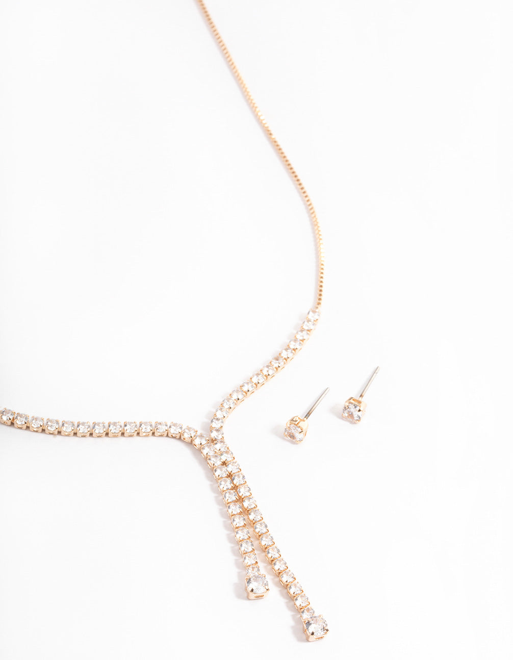 Gold Cubic Zirconia Multi Y-Neck Jewellery Set