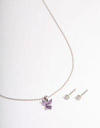 Silver Amethyst Butterfly Jewellery Set - link has visual effect only