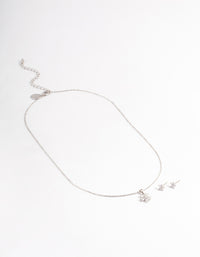 Silver Cubic Zirconia Flower Jewellery Set - link has visual effect only