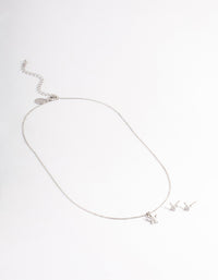 Silver Cubic Zirconia Butterfly Jewellery Set - link has visual effect only