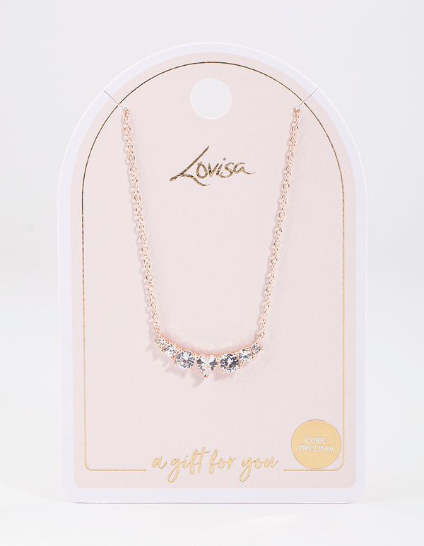 Gold Diamante Curve Bar Necklace