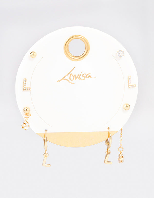 Letter 'L' Gold Plated Initial Ear Stackers