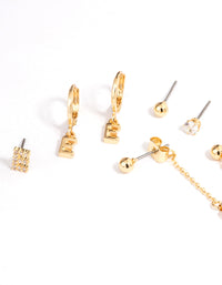 Letter 'E' Gold Plated Initial Ear Stacker - link has visual effect only