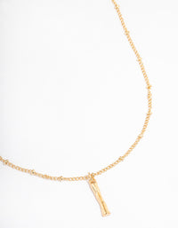 Letter 'I' Gold Plated Bamboo Initial Necklace - link has visual effect only