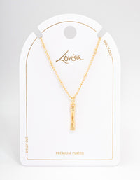 Letter 'I' Gold Plated Bamboo Initial Necklace - link has visual effect only