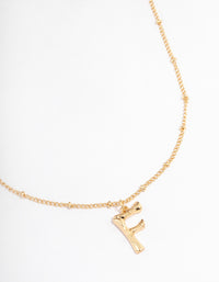 Letter 'F' Gold Plated Bamboo Initial Necklace - link has visual effect only