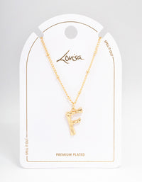 Letter 'F' Gold Plated Bamboo Initial Necklace - link has visual effect only