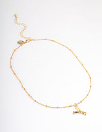 Letter 'Y' Gold Plated Bamboo Initial Necklace - link has visual effect only