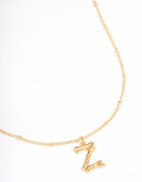 Letter 'Z' Gold Plated Bamboo Initial Necklace - link has visual effect only