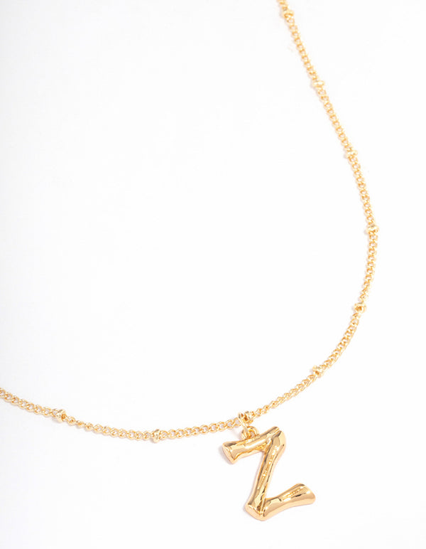 Letter 'Z' Gold Plated Bamboo Initial Necklace