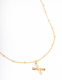Letter 'X' Gold Plated Bamboo Initial Necklace - link has visual effect only