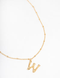 Letter 'W' Gold Plated Bamboo Initial Necklace - link has visual effect only