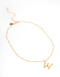 Letter 'W' Gold Plated Bamboo Initial Necklace - link has visual effect only