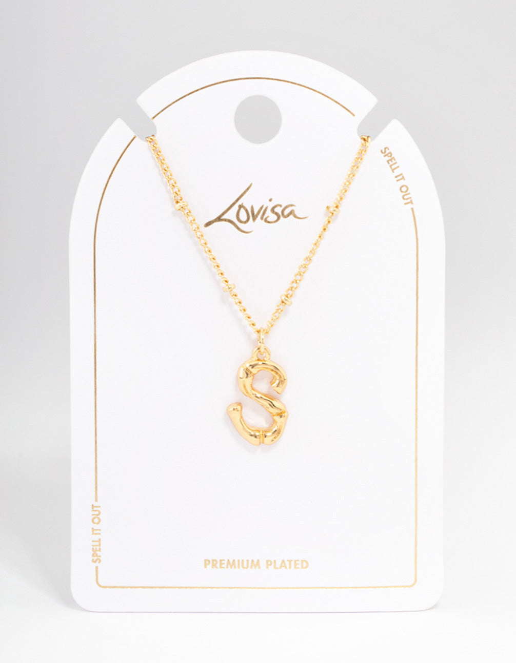 Letter 'S' Gold Plated Bamboo Initial Necklace
