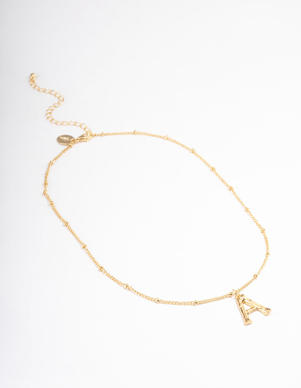 Letter 'A' Gold Plated Bamboo Initial Necklace