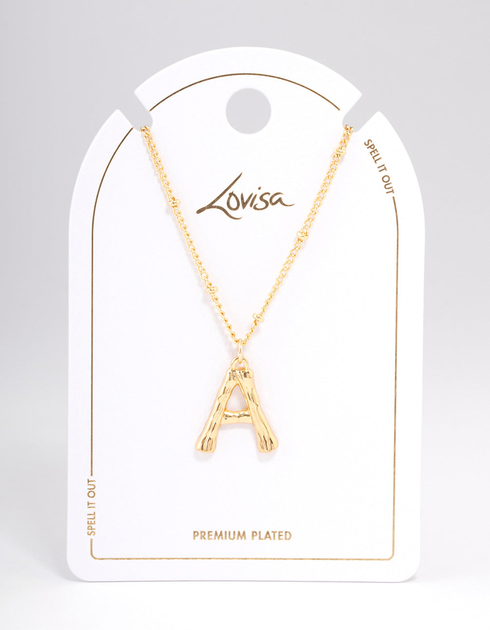 Letter 'A' Gold Plated Bamboo Initial Necklace