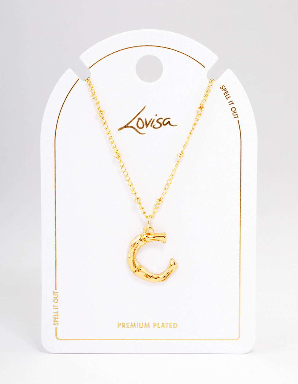 Letter 'C' Gold Plated Bamboo Initial Necklace
