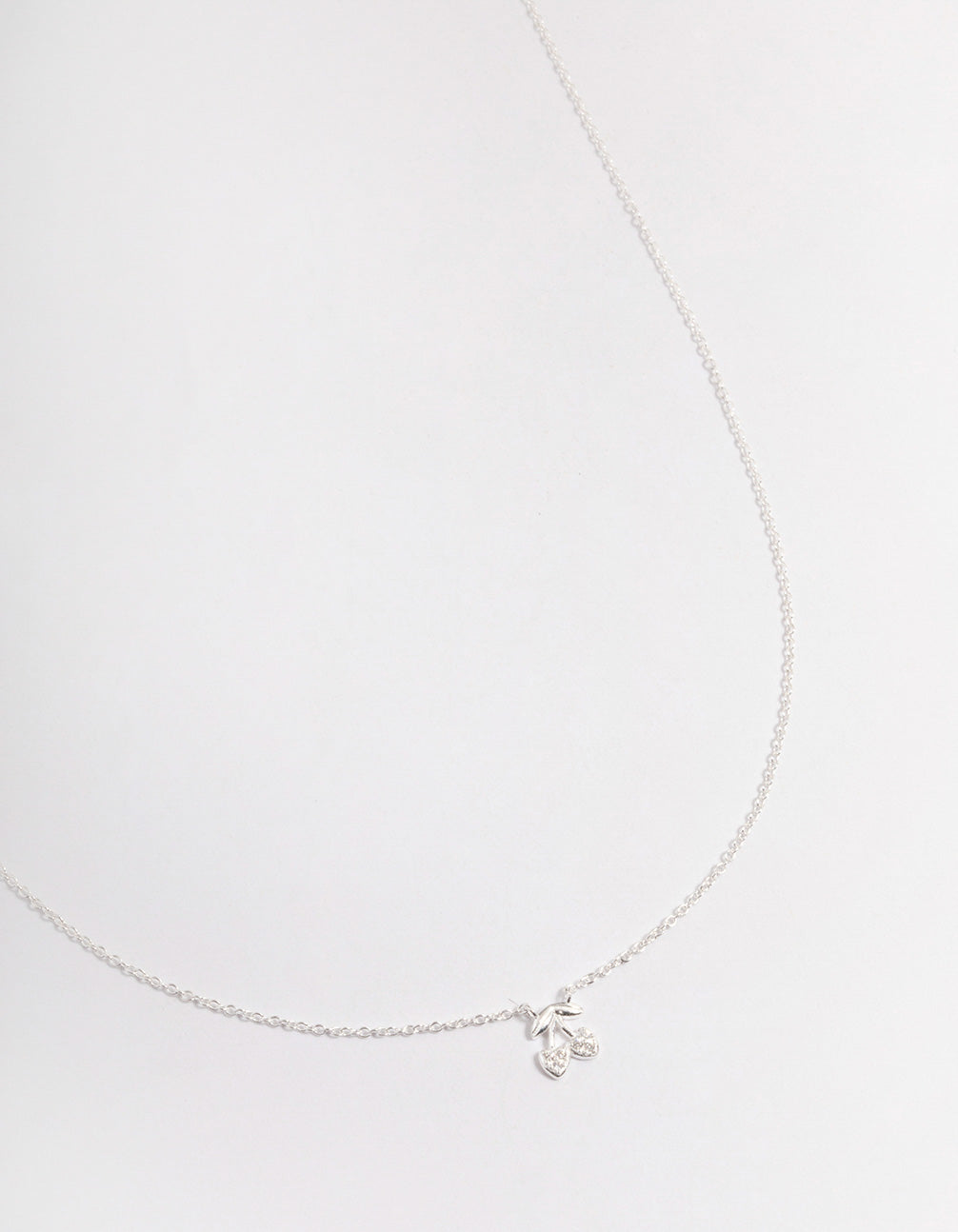 Sterling Silver Cherry Cubic Zirconia Cluster Necklace