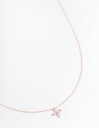 Rose Gold Plated Sterling Silver Marquise Flower Cubic Zirconia Necklace - link has visual effect only
