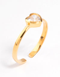 Gold Plated Sterling Silver Heart Cubic Zirconia Ring - link has visual effect only