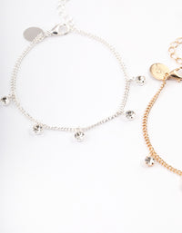 Mixed Metal Diamante Droplet Bracelet Pack - link has visual effect only