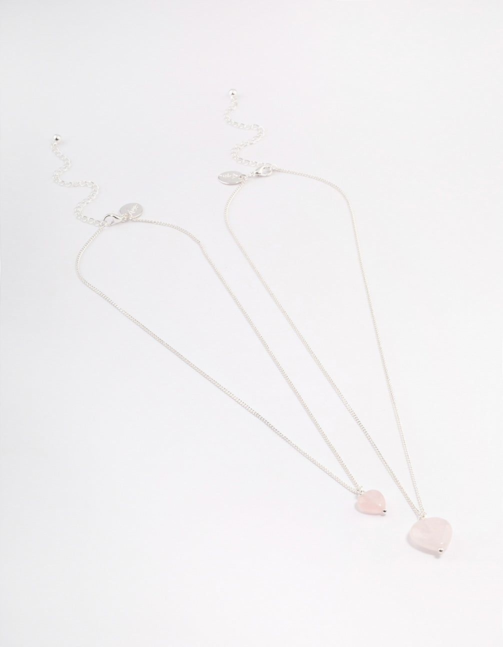 Silver Plated Rose Quartz Heart Necklace Pack