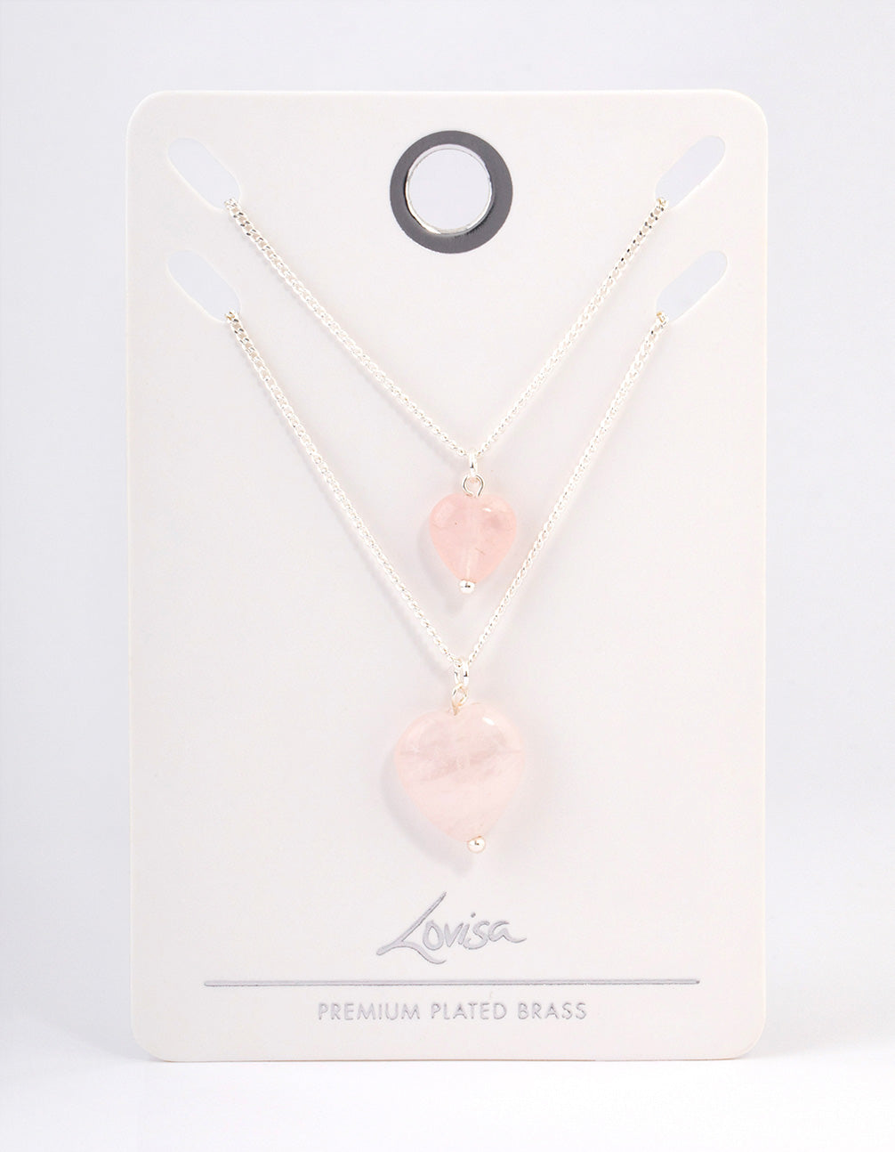 Silver Plated Rose Quartz Heart Necklace Pack