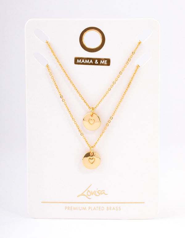 Gold Plated Heart Disc Necklace Pack