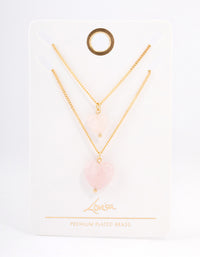 Gold Plated Rose Quartz Heart Necklace Pack - link has visual effect only