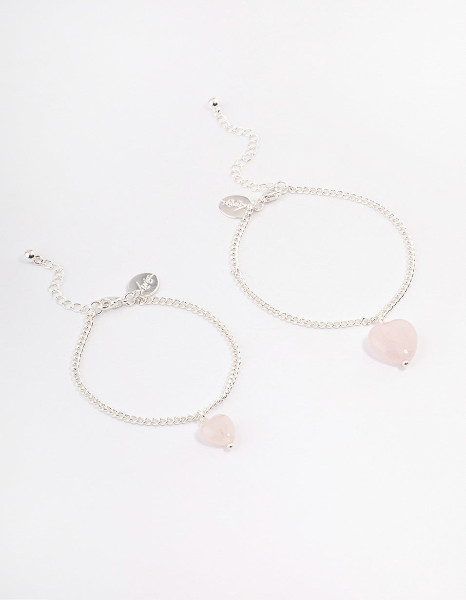 Silver Plated Rose Quartz Bracelet Pack