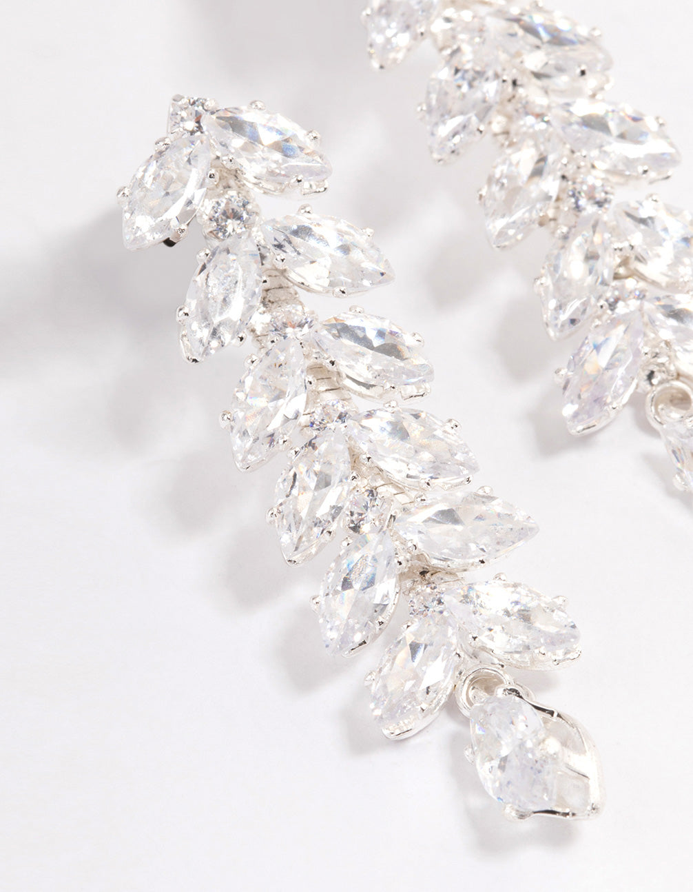 Silver Plated Marquise Cubic Zirconia Vine Drop Earrings