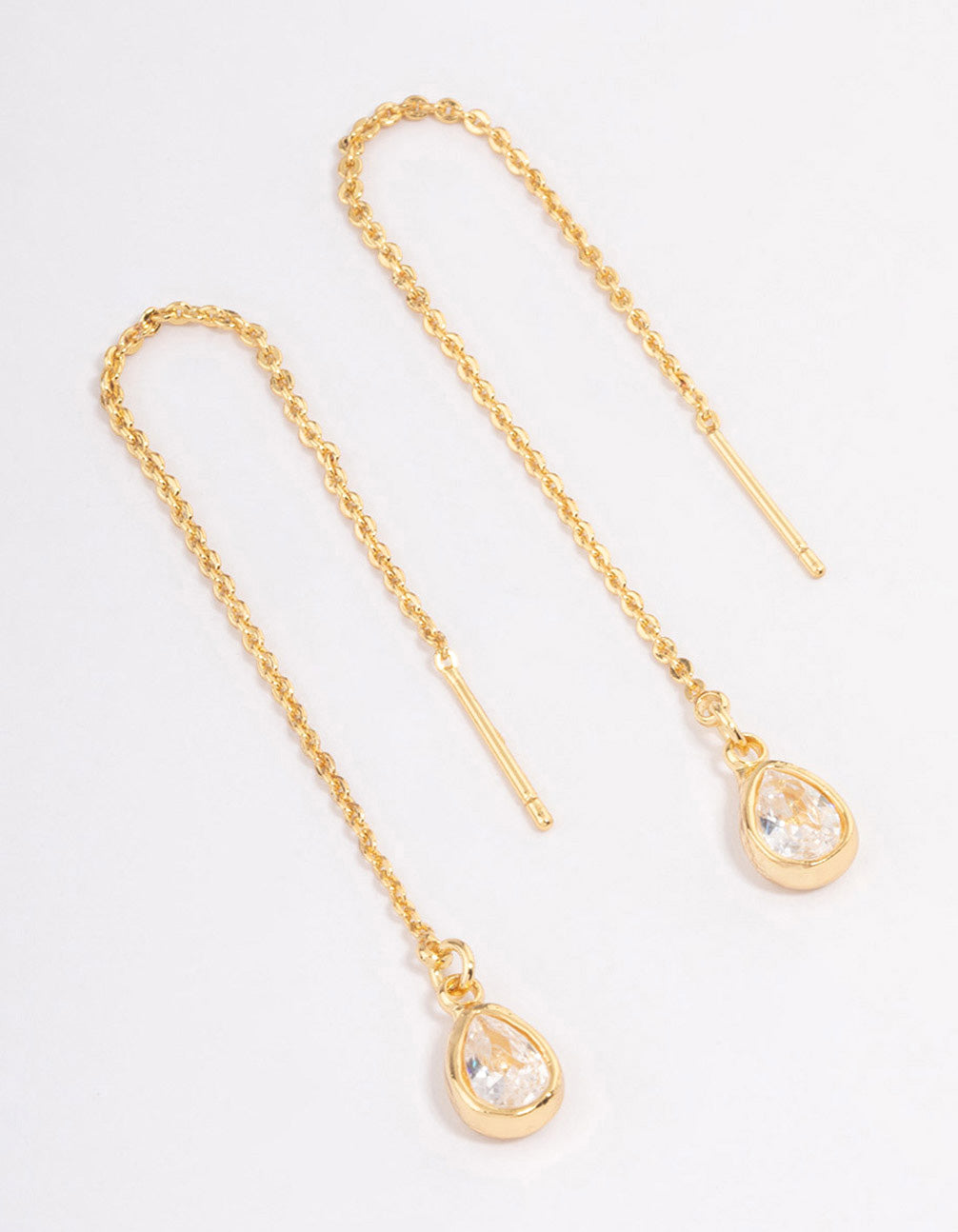 Gold Plated Thread Through Cubic Zirconia Earrings