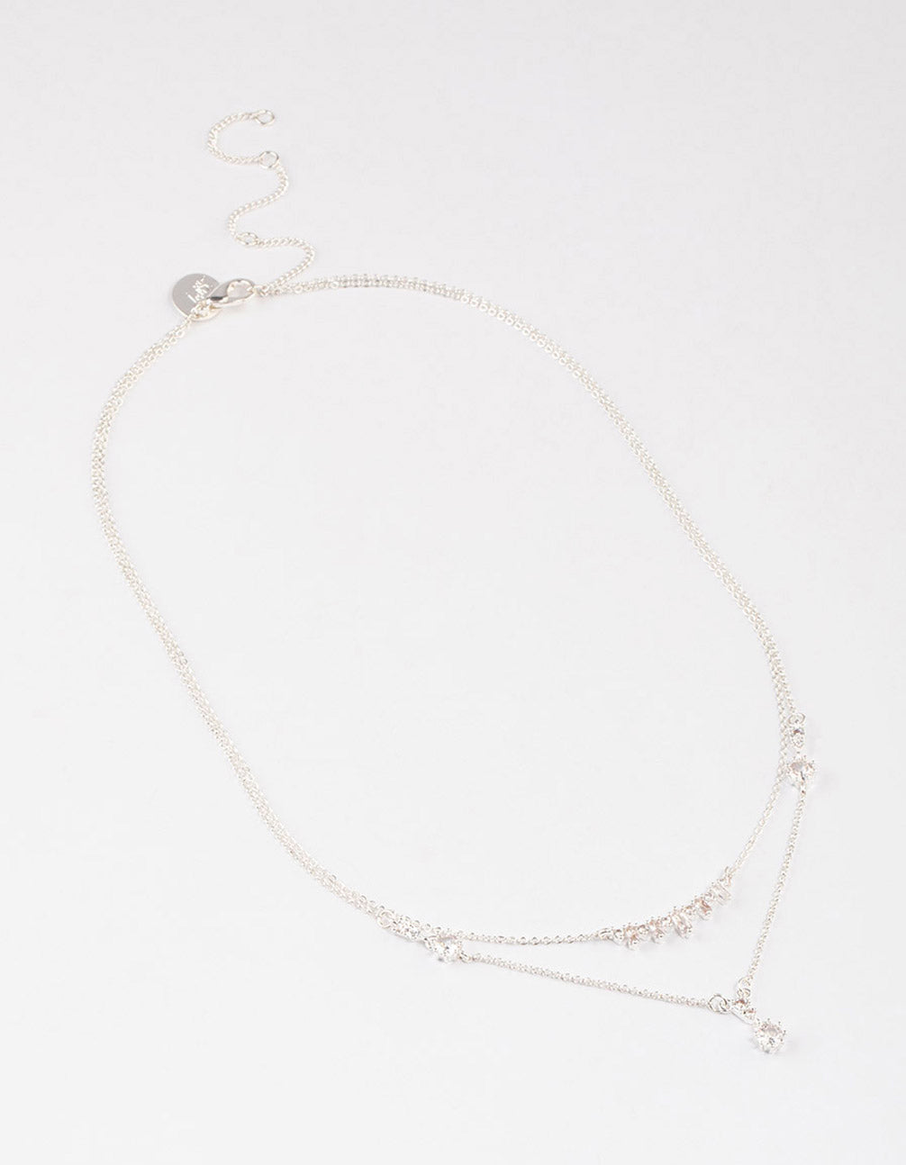 Silver Plated Dainty Cubic Zirconia Double Layer Necklace